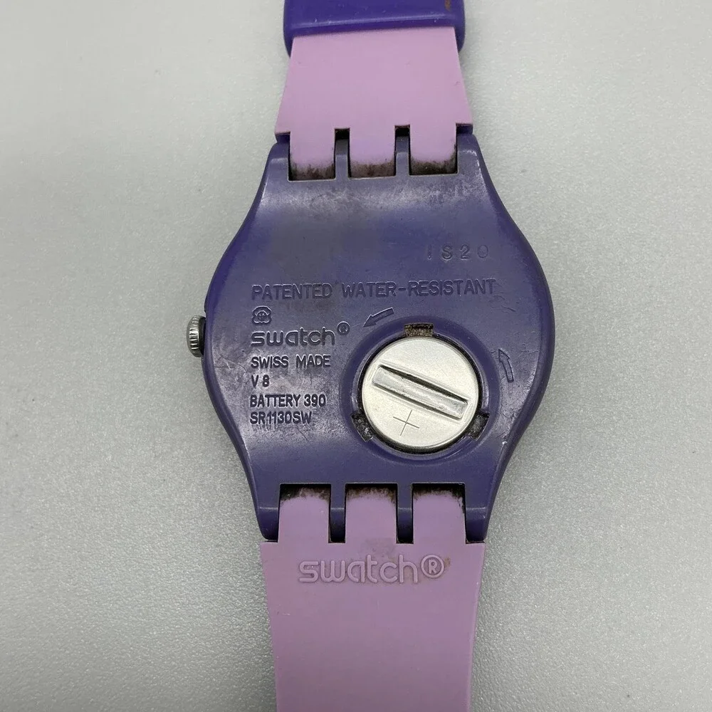 Swatch Backup Purple Mens Watch 41mm Purple Dial Day Date Swiss New Battery